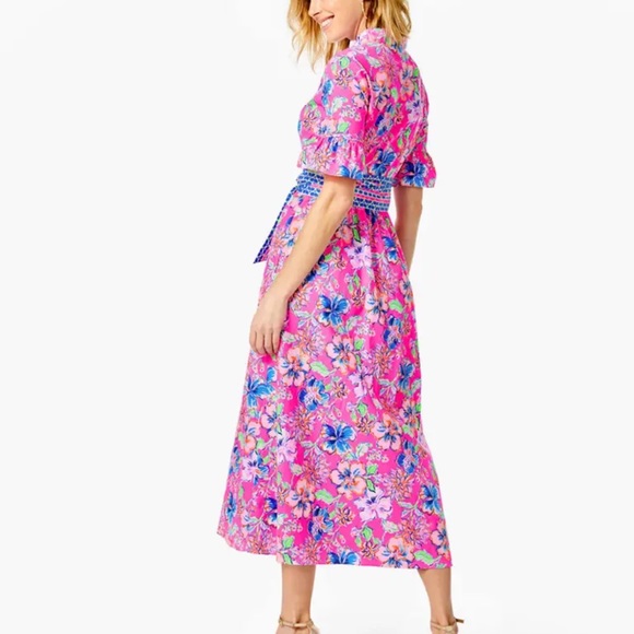 NWT LILLY PULITZER MARILISA STRETCH SHIRTDRESS PINK ISLE LAST BUD NOT LEAST - Picture 3 of 10
